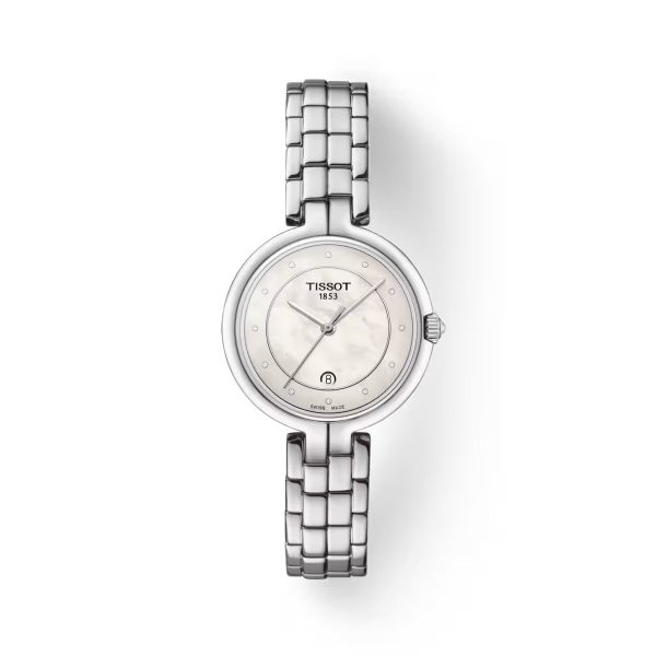 Montre mixte Tissot Flamingo réf. T0942101111601, mouvement quartz, boîtier 30 mm, acier inoxydable – vue principale, Horlova Maroc