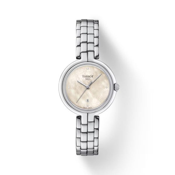 Montre mixte Tissot Flamingo réf. T0942101111602, mouvement quartz, boîtier 30 mm, acier inoxydable – vue principale, Horlova Maroc