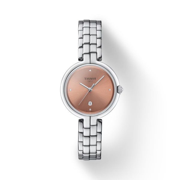 Montre mixte Tissot Flamingo réf. T0942101133600, mouvement quartz, boîtier 30 mm, acier inoxydable – vue principale, Horlova Maroc