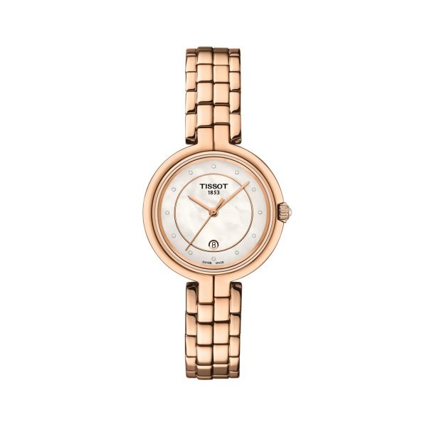 Montre mixte Tissot Flamingo réf. T0942103311602, mouvement quartz, boîtier 30 mm, acier inoxydable – vue principale, Horlova Maroc
