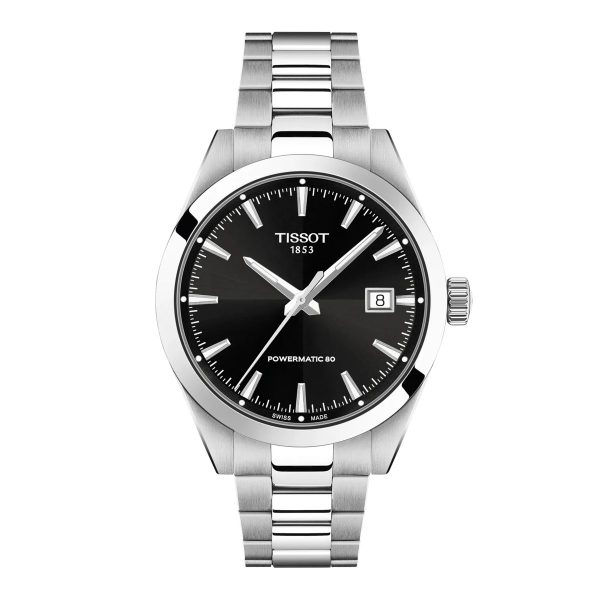Montre mixte Tissot Gentleman réf. T1658071105100, mouvement automatique, boîtier 38 mm, acier inoxydable – vue principale, Horlova Maroc