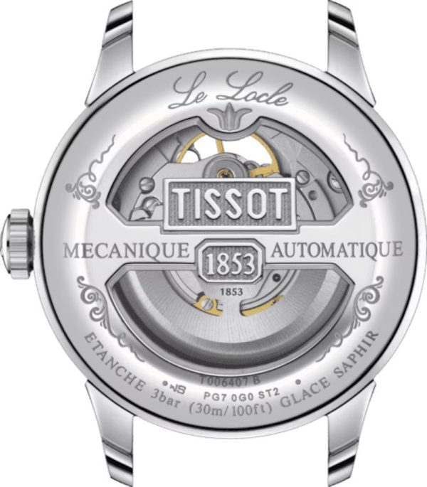 Montre mixte Tissot Locle Powermatic Open réf. T0064071603301, mouvement automatique, cuir, étanche 30 m – troisième vue