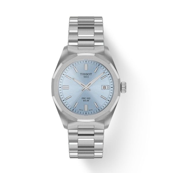 Montre mixte Tissot PRC 100 Solar réf. T1518221135100, mouvement solaire, boîtier 34 mm, acier inoxydable – vue principale, Horlova Maroc