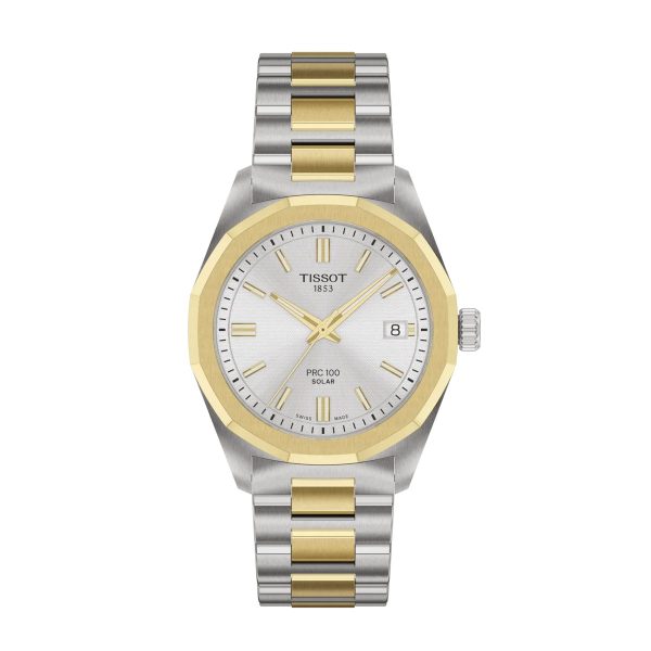 Montre mixte Tissot PRC 100 Solar réf. T1518222203100, mouvement solaire, boîtier 34 mm, acier inoxydable – vue principale, Horlova Maroc