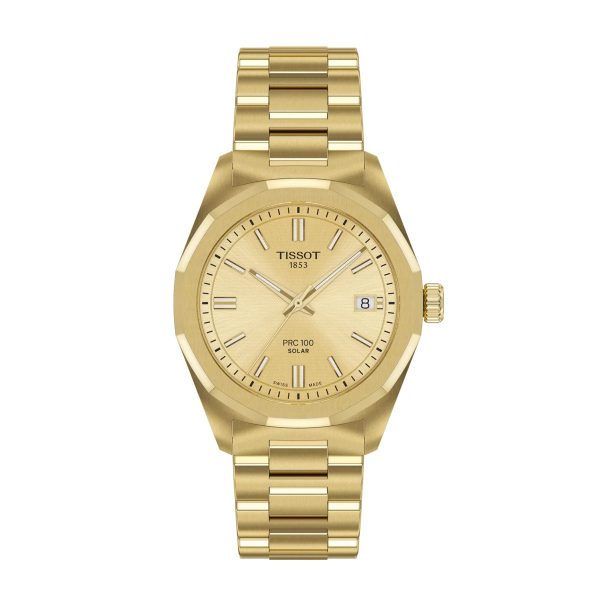 Montre mixte Tissot PRC 100 Solar réf. T1518223302100, mouvement solaire, boîtier 34 mm, acier inoxydable – vue principale, Horlova Maroc