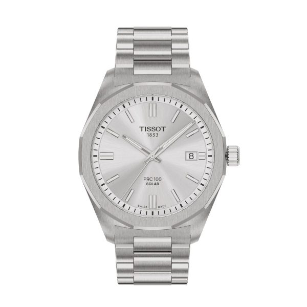 Montre mixte Tissot PRC 100 Solar réf. T1514221103100, mouvement solaire, boîtier 39 mm, acier inoxydable – vue principale, Horlova Maroc