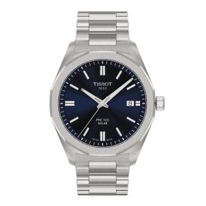Montre mixte Tissot PRC 100 Solar réf. T1514221104100, mouvement solaire, boîtier 39 mm, acier inoxydable – vue principale, Horlova Maroc