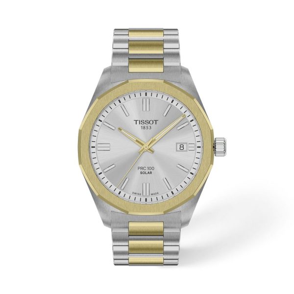 Montre mixte Tissot PRC 100 Solar réf. T1514222203100, mouvement solaire, boîtier 39 mm, acier inoxydable – vue principale, Horlova Maroc
