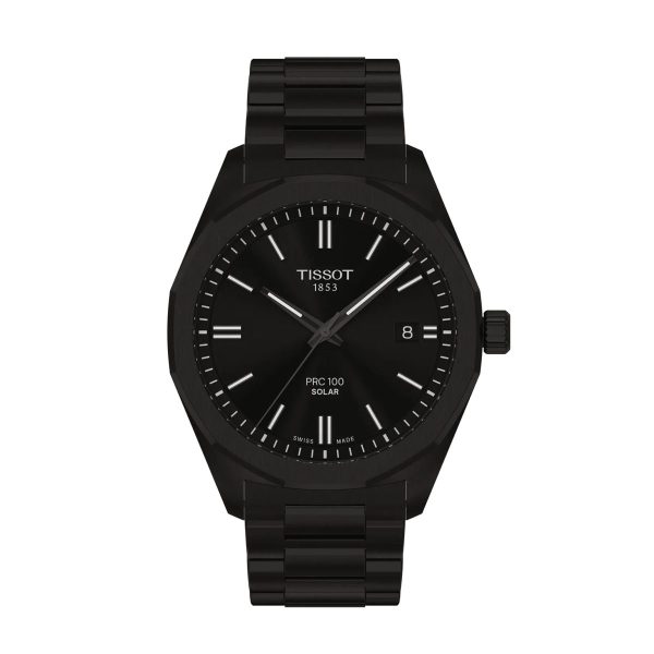 Montre mixte Tissot PRC 100 Solar réf. T1514223305100, mouvement solaire, boîtier 39 mm, acier inoxydable – vue principale, Horlova Maroc