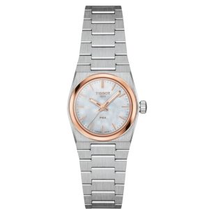 Montre mixte Tissot PRX 25 mm réf. T137.010.21.111.00, cadran nacré, mouvement quartz – vue de face | Horlova Maroc