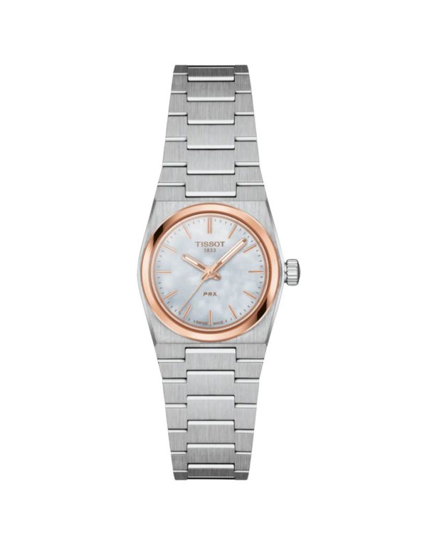Montre mixte Tissot PRX 25 mm réf. T137.010.21.111.00, cadran nacré, mouvement quartz – vue de face | Horlova Maroc