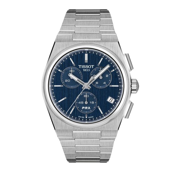 Montre mixte Tissot PRX réf. T1374171104100, chronographe quartz, boîtier 41 mm, acier inoxydable – vue principale, Horlova Maroc
