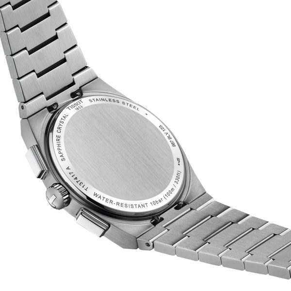 Montre mixte Tissot PRX réf. T1374171104100, chronographe quartz, boîtier 41 mm, acier inoxydable, verre saphir – quatrième vue