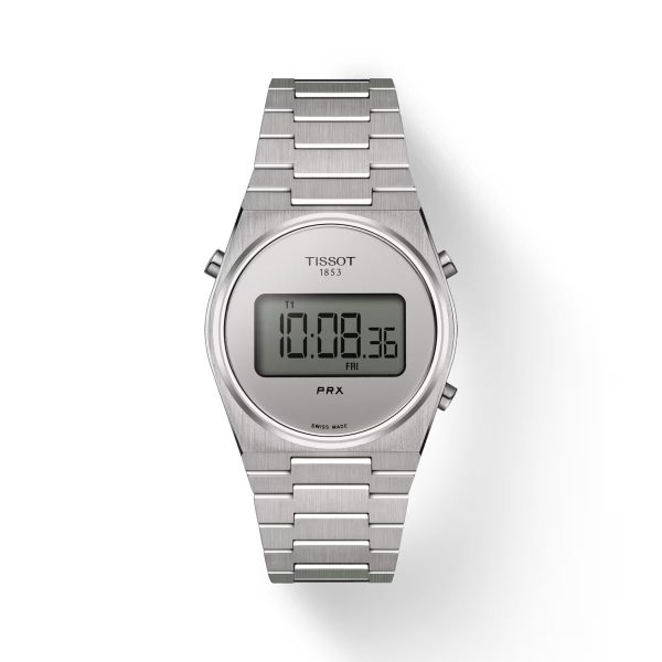 Montre mixte Tissot PRX Digital réf. T1372631103000, chronographe quartz, boîtier 35 mm, acier inoxydable – vue principale, Horlova Maroc