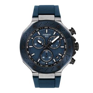 Montre mixte Tissot Race réf. T1414172704100, chronographe quartz, boîtier 45 mm, acier inoxydable, silicone – vue principale, Horlova Maroc