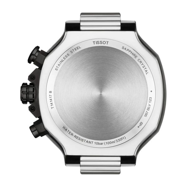 Montre mixte Tissot Race réf. T1414172704100, chronographe quartz, boîtier 45 mm, acier inoxydable, silicone, étanche 100 m – quatrième vue