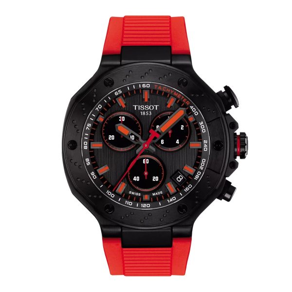 Montre mixte Tissot Race réf. T1414173706101, chronographe quartz, boîtier 45 mm, acier inoxydable, silicone – vue principale, Horlova Maroc