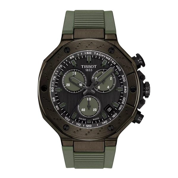 Montre mixte Tissot Race réf. T1414173706102, chronographe quartz, boîtier 45 mm, acier inoxydable, silicone – vue principale, Horlova Maroc