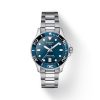 Montre mixte Tissot Seastar 1000 36 mm réf. T1202101104100, cadran bleu, bracelet acier, mouvement quartz – vue de face | Horlova Maroc