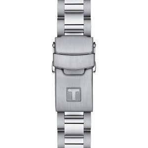 Montre mixte Tissot Seastar 1000 36 mm réf. T1202101104100, cadran bleu, bracelet acier – vue de trois-quarts