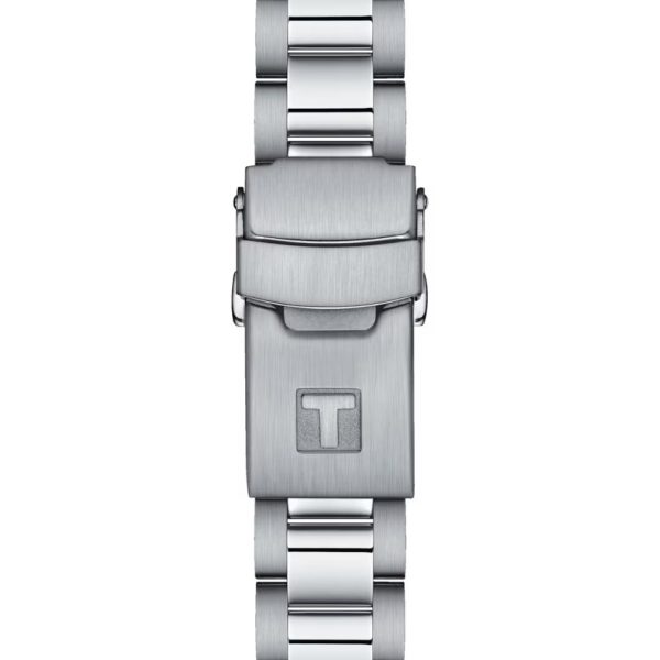 Montre mixte Tissot Seastar 1000 36 mm réf. T1202101104100, cadran bleu, bracelet acier – vue de trois-quarts