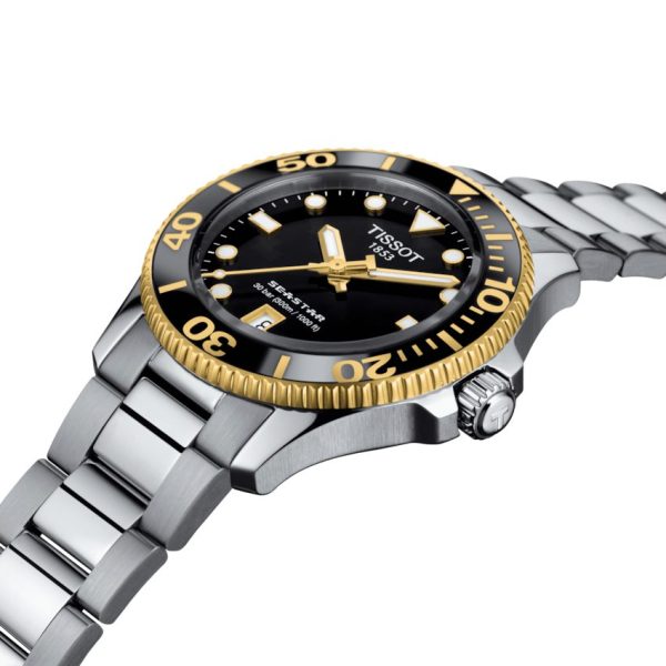 Montre mixte Tissot Seastar 1000 36 mm réf. T1202102105100, mouvement quartz – vue de trois-quarts