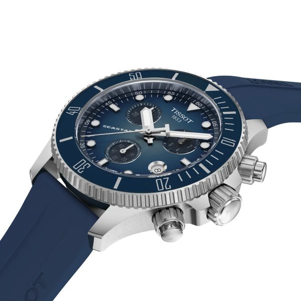 Montre mixte Tissot Seastar 1000 réf. T1202171704100, chronographe quartz, boîtier 38 mm, acier inoxydable, silicone – deuxième vue