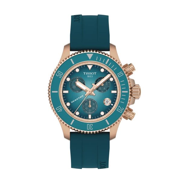 Montre mixte Tissot Seastar 1000 réf. T1202173704100, chronographe quartz, boîtier 38 mm, verre saphir – vue principale, Horlova Maroc
