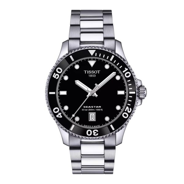 Montre mixte Tissot Seastar 1000 réf. T1204101105100, mouvement quartz, boîtier 40 mm, acier inoxydable – vue principale, Horlova Maroc