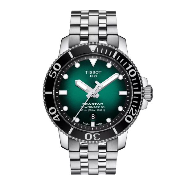 Montre mixte Tissot Seastar 1000 réf. T1204071108101, mouvement automatique, boîtier 43 mm, verre saphir – vue principale, Horlova Maroc