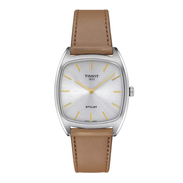 Montre mixte Tissot Stylist réf. T1599091603100, mouvement quartz, boîtier 32 mm, acier inoxydable, cuir – vue principale, Horlova Maroc