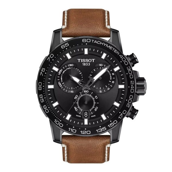 Montre mixte Tissot Supersport Chrono réf. T1256173605101, chronographe quartz, boîtier 45,5 mm – vue principale, Horlova Maroc